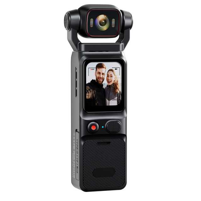 4K Pocket VLOG Camera Gyroscope Anti-Shake 180-Degree Rotatable Lens MicroSD 160-Degree Wide Angle for Travel Selfie Recording
