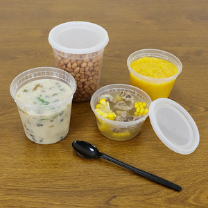 Disposable Round Lidded Soup Cups Food Grade Plastic Takeaway Containers Thickened Leak Proof For Porridge And Meals - Product Image 2