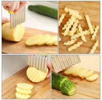 Wafel Bak Cutter Crinkle Cutter Mes Crinkle Aardappelsnijder Voor Kinderen Roestvrij Staal Golvende Chopper Voor Vegetarische Franse Aardappel