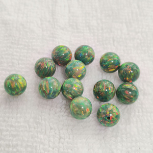 Cuentas redondas de ópalo sintético con medio orificio/sin orificio/orificio completo, bolas redondas de ópalo azul fuego, piedras preciosas sueltas para joyería - Product Image 5