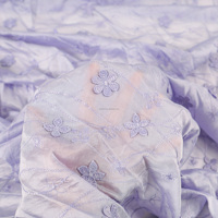 Kain Tulle Lace Pastel yang Lembut dengan Bordir Bunga 3D Timbul Pola Bunga Ranting untuk Pakaian Wanita & Dekorasi Rumah