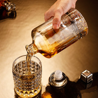Bouteilles en Verre Vides Hautes Qualité Rondes Transparentes 1L pour Vodka, Liqueurs, Gin, Rhum et Tequila