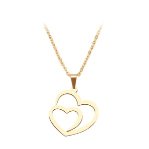 Nuova Collana alla Moda in Acciaio Inox 316L con Catena a Maglie Carina, Pendente a Cuore Intrecciato con Motivo Floreale e Zirconi - Product Image 1
