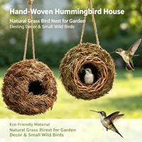 Nichoir suspendu en herbe tressée à la main, nid d'oiseau en herbe naturelle, abri pour colibris et oiseaux sauvages, décoration de jardin extérieur