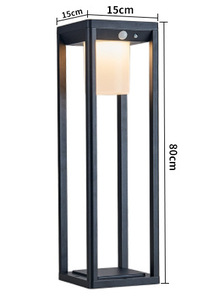Modern Black Bronze Aluminum Lawn <b>Light</b> 15x15x50cm <b>LED</b> IP65 Water-Resistant Garden Lamp <b>Motion</b> <b>Sensor</b> 5000K Daylight Bamboo - Product Image 3