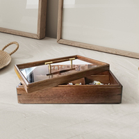 Coffret Cadeau de Thé Rectangulaire Personnalisé Écologique en Bois de Cerisier, Boîte de Rangement pour Thé en Feuilles, Bois de Pin Massif, 9 Compartiments, Poignées en Laiton