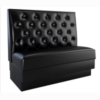 Banquettes de restaurant personnalisées, durables et écologiques, style américain, en cuir noir et bois, pour hôtel, ensemble de bar commercial