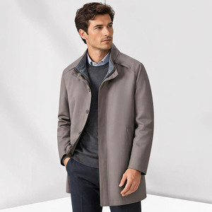 Jancoco Custom Detachable Liner <strong>Funnel</strong> Collar Jacket <strong>Men</strong> Sturdy Pure <strong>Wool</strong> Trench <strong>Coat</strong> for Autumn Winter - Product Image 1