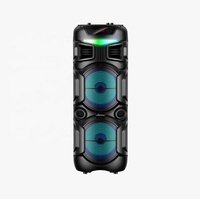 Altavoz Dual de 8 Pulgadas con Bajos Potentes, Iluminación LED RGB, Micrófono Inalámbrico y Ranura para Tarjeta, Ideal para Fiestas de Karaoke