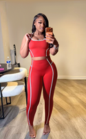 Ensemble deux pièces BR6749 aux couleurs contrastées, streetwear tendance, décontracté, gilet sport, taille haute