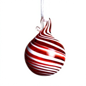 Red and White Glass Ball Ornament Exclusive Handmade <b>Christmas</b> <b>Tree</b> Decorative X Mas <b>Tree</b> New Year Clear Glass Ball Ornament - Product Image 1