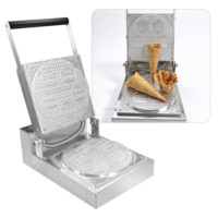 Machine à gaufres en acier inoxydable 1300W, contrôle numérique, minuterie 0-10min, pour la fabrication de cornets de crème glacée, pour l'industrie alimentaire