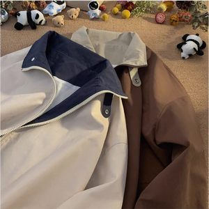 Blouson décontracté coupe-vent pour homme avec blocs de couleur, col rabattable, fermeture éclair, coupe-vent d'automne, vente en gros, design personnalisé LOGO 2026 - Product Image 2