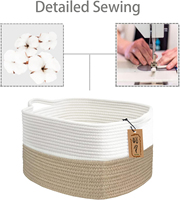 Panier tissé en corde de coton KUYUE avec poignées pour étagère, jouet pour animal de compagnie, livre, panier de rangement pour vêtements, bac de rangement pour chambre d'enfant