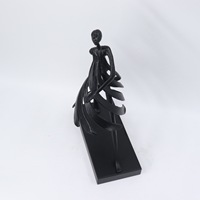 Figurines en fonte de décoration d'art de bureau créatif Ornements Sculpture de dame en métal noir pour la maison