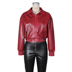 C0989 <span class=keywords><strong>Giacca</strong></span> da <span class=keywords><strong>Moto</strong></span> Corta con Zip e Risvolto <span class=keywords><strong>in</strong></span> <span class=keywords><strong>Pelle</strong></span> PU Intrecciata per <span class=keywords><strong>Donna</strong></span>, Vendita Calda - Product Image 6