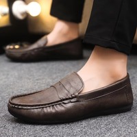 Mocassins Penny Classiques en Cuir Texturé pour Hommes – Chaussures Décontractées Légères à Enfiler pour la Conduite, le Bureau et la Marche Quotidienne
