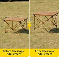 Table pliante d'extérieur en aluminium Whitsunday, hauteur réglable de 20,4 à 25,6 pouces, table de camping portable pour 4 personnes, table de pique-nique, mobilier d'extérieur