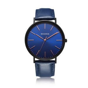 Montre-bracelet de luxe pour homme en cuir véritable, étanche, mouvement à quartz, cadran en verre, personnalisable, vente en gros - Product Image 3