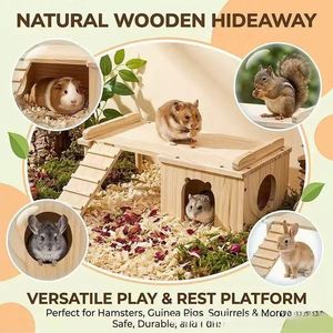 เตียงสัตว์เลี้ยงขนาดเล็กแบบ DIY ทำจากไม้ พร้อมบันได สำหรับแฮมสเตอร์ หนูโกลเด้นแบร์ หนูชิปสติ๊ก และเม่น - Product Image 5