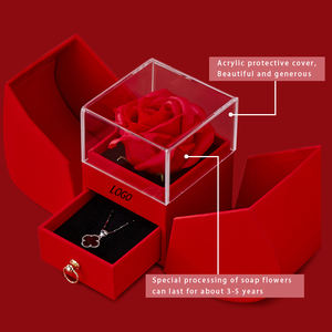 Boîtes d'emballage personnalisées Coffrets cadeaux bijoux à fermeture automatique à double porte en forme de pomme avec vitrine et tiroir intérieurs - Product Image 2