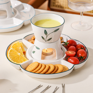 Juego de Fondue de Queso Portátil de Porcelana Blanca Pura con Base de Plato y Asa de Plástico, Apto para Lavavajillas y Microondas, para Helados Caseros Hagen-Dazs - Product Image 3