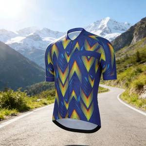 Maillot de cyclisme imprimé à manches courtes, coupe-vent, respirant, imperméable, protection UV, fermeture éclair intégrale, élégant, pour les activités cyclistes - Product Image 6