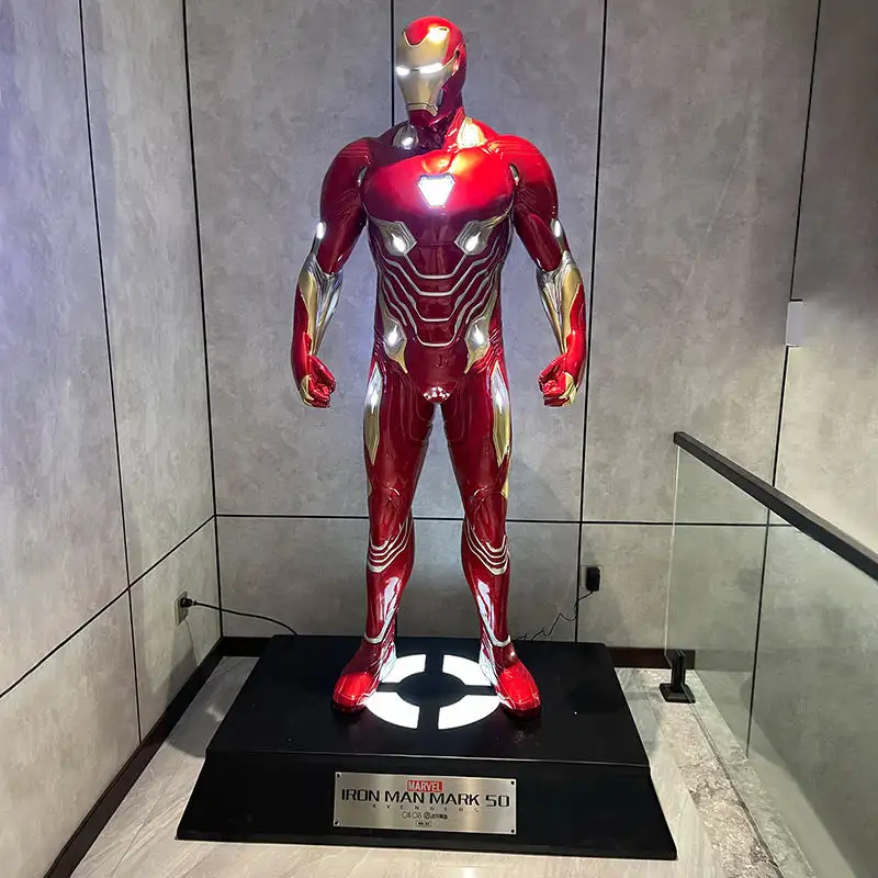 Custom Wonder Figuur Ijzeren Man Standbeeld Super Held Glasvezel Ijzeren Man Sculptuur Marvel Mk50 Iron Man Standbeeld