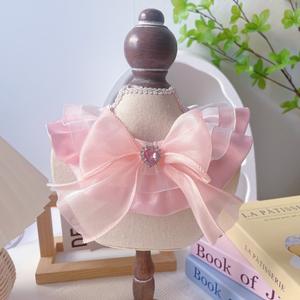 Vêtements et accessoires pour animaux de compagnie chat <span class=keywords><strong>chien</strong></span> princesse style ruban nœud écharpe chaton chiot dentelle maille collier broche serviette - Product Image 4