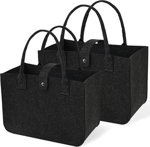 Sac fourre-tout en feutre gris réutilisable et écologique de 2 mm, sac à main tendance pour la livraison de repas et les courses, avec logo personnalisé, matériau principal PP - Product Image 1