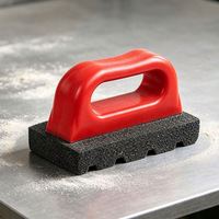 Bloc de tampon abrasif en pierre ponce avec poignée rouge, éponge abrasive robuste pour le nettoyage des joints, des carreaux et des comptoirs