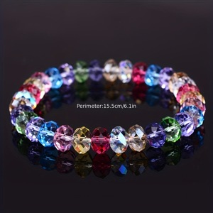 Stretch Rainbow AB Crystal <b>Beaded</b> <b>Bracelet</b> For Women Oval Faceted Colorful Glass Bead Elastic Stackable Bangle Daily Party - Product Image 5