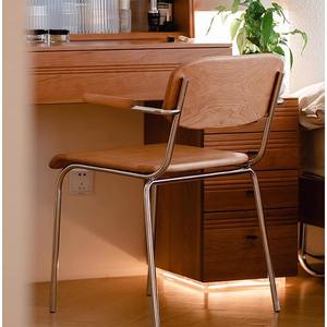 High Quality <b>Vintage</b> Stackable Flatpack <b>Chair</b> Cherry Wood Stainless Steel Dining <b>Chair</b> - Product Image 5
