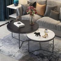 Offres Limitées Table Basse de Salon Design Rond Élégant avec Plateau en Pierre Durable de Luxe Léger et Pieds Dorés