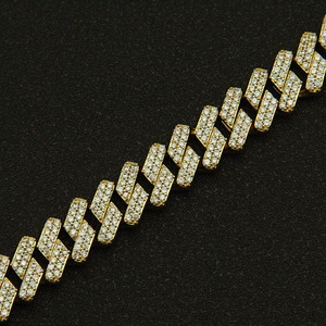 15Mm rhombus bar Cuban chain exaggerated <b>bracelet</b>, personalized <b>copper</b> inlaid zircon <b>bracelet</b>. - Product Image 4