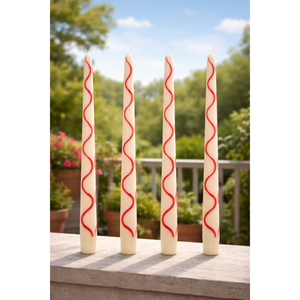 <b>Red</b> Spiral Decorative Handmade Taper <b>Candles</b> Modern Elegant Home Decoration <b>Candles</b> for Valentine's Day & Birthdays (Set 4) - Product Image 2
