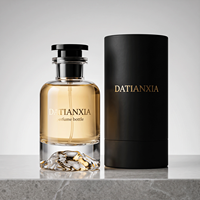Flacon de parfum en verre cristallin transparent de luxe avec fond volcanique, 30 ml, 50 ml, 100 ml, vaporisateur à pompe et brume fine, avec boîte d'emballage