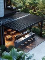 Kits de pergola rétractable à lames motorisées, pergola bioclimatique, pergola en aluminium, auvent rétractable électrique extérieur