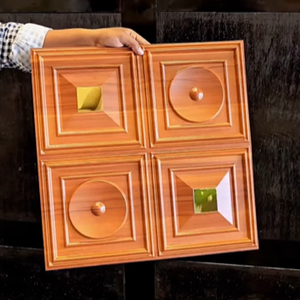 ZJ แผ่นผนังพีวีซีสีทองกระจก3D DIY ขนาด50x50ซม. ดีไซน์แบบลอกออกแล้วติดได้ง่ายสำหรับผนังบ้านและสำนักงาน - Product Image 3