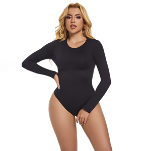 الجملة طويلة الأكمام ضغط الجسم مشدات السيدات ملابس داخلية جولة الرقبة مشد بذلة الاستخدام اليومي ارتداءها - Product Image 3