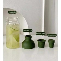 Bouteille d'eau en verre borosilicate style bouteille de vin avec infuseur à thé en silicone amovible et couvercle anti-fuite pour café infusé à froid