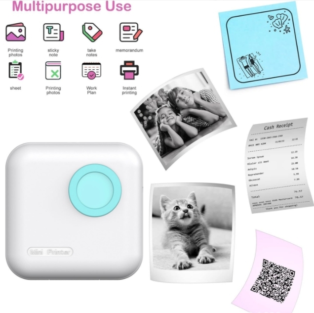 Portable Mini Printer Inkless Wireless Mini Sticker Thermal Printer for IOS Android Photo DIY Work Label Mini Pocket Printer
