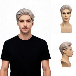<span class=keywords><strong>Pelucas</strong></span> de Cabello Sintético Liso Natural Marrón Corto para <span class=keywords><strong>Hombre</strong></span>, Venta al por Mayor, Buena Calidad, Precios de Fábrica, Gorra Ajustable para <span class=keywords><strong>Hombre</strong></span> - Product Image 1