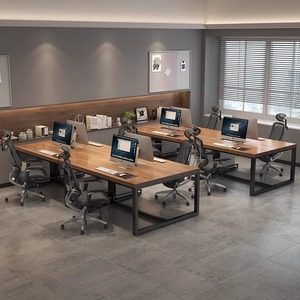 Industrial Style Modern Solid Wood Four-Person Adjustable Height <strong>Computer</strong> Conference Desk for Commercial Office Use - Product Image 4