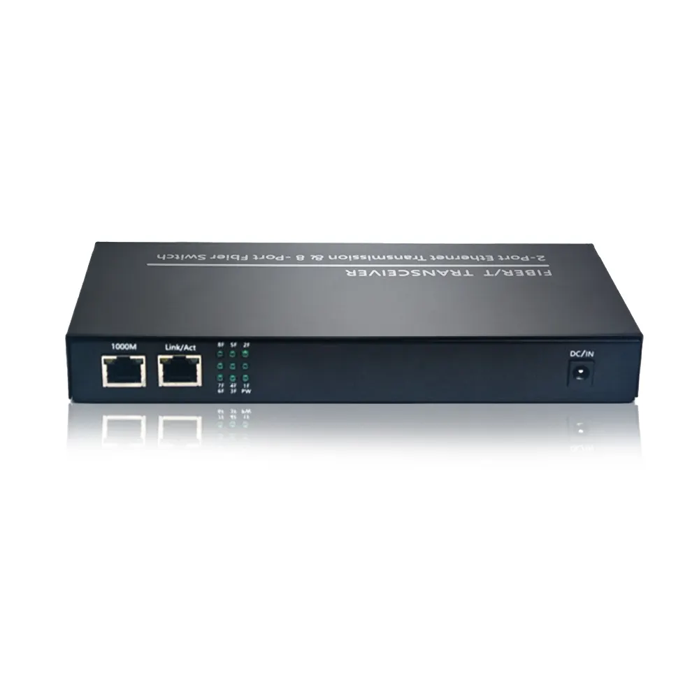Porta 8 RJ45 100BASE-T para 2 10/100/1000M Fibra Conversor de Mídia Fast Ethernet SFP SFP conversor de mídia