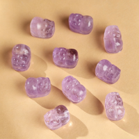 Breloque Pixiu sculptée en cristal naturel, améthyste, citrine, pierre semi-précieuse, porte-bonheur Feng Shui pour bracelet DIY