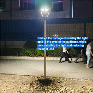 Lampe de jardin LED noire ronde à plateau plat avec support de bras à 3 pieds, série J03 - Product Image 4