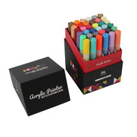Kuelox 24/36 Couleurs Marqueurs à peinture acrylique à pointe fine-Stylos à dessin permanents pour les projets d'art en tissu, plastique et bricolage