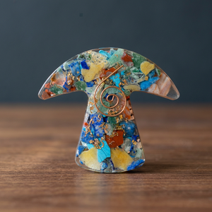 Porte-papier en forme de parapluie avec incrustation en spirale de cuivre, mosaïque de pierres précieuses naturelles polies pour la fabrication de bijoux - Product Image 3