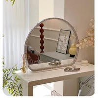 Miroir de coiffeuse LED en forme de champignon, à intensité variable, avec acrylique et verre, à fixation murale pour chambre et salle de bain